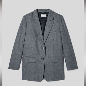 Everlane Size 14 The Oversized Blazer in Gray Herringbone Italian Wo…